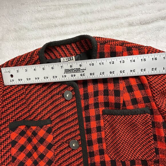 Vintage Ruty Paris Womens Gingham Checkered Button Front Jacket Coat Size 42 Red - Picture 5 of 10